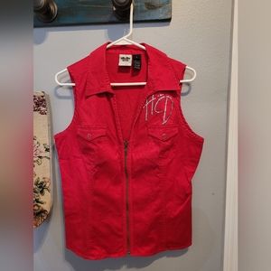 Women's red Harley Davidson vest size Large